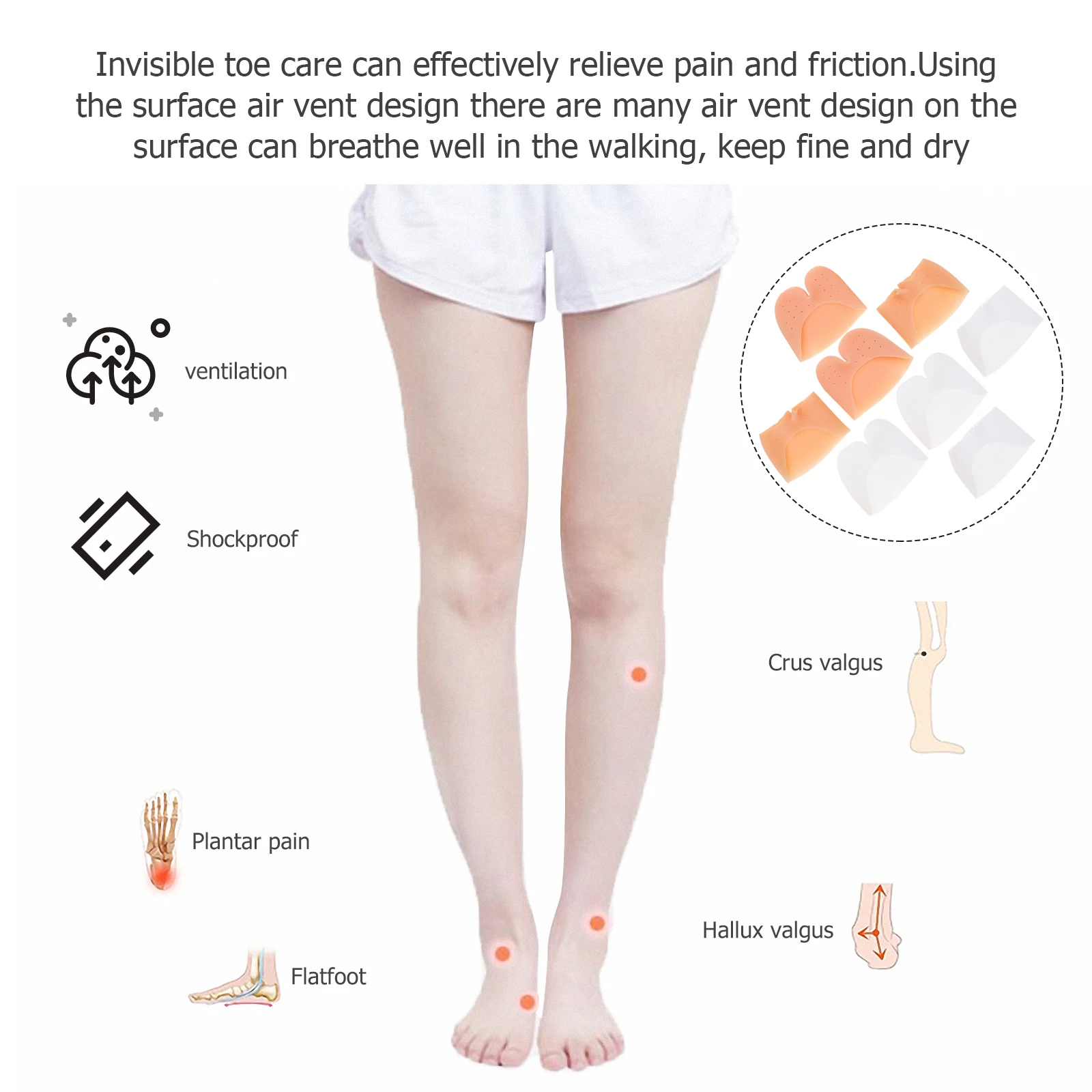 

4 Pairs Toe Cover Tap Protector Ballet Skid Resistance Pads Tiptoe Mats Forefoot Silicone Wear Resistant Durable Toe Care Foot