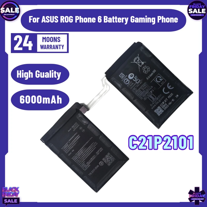 

New 6000mAh C21P2101 Replacement Battery for ASUS R0G Phone 6 Battery Gaming Phone