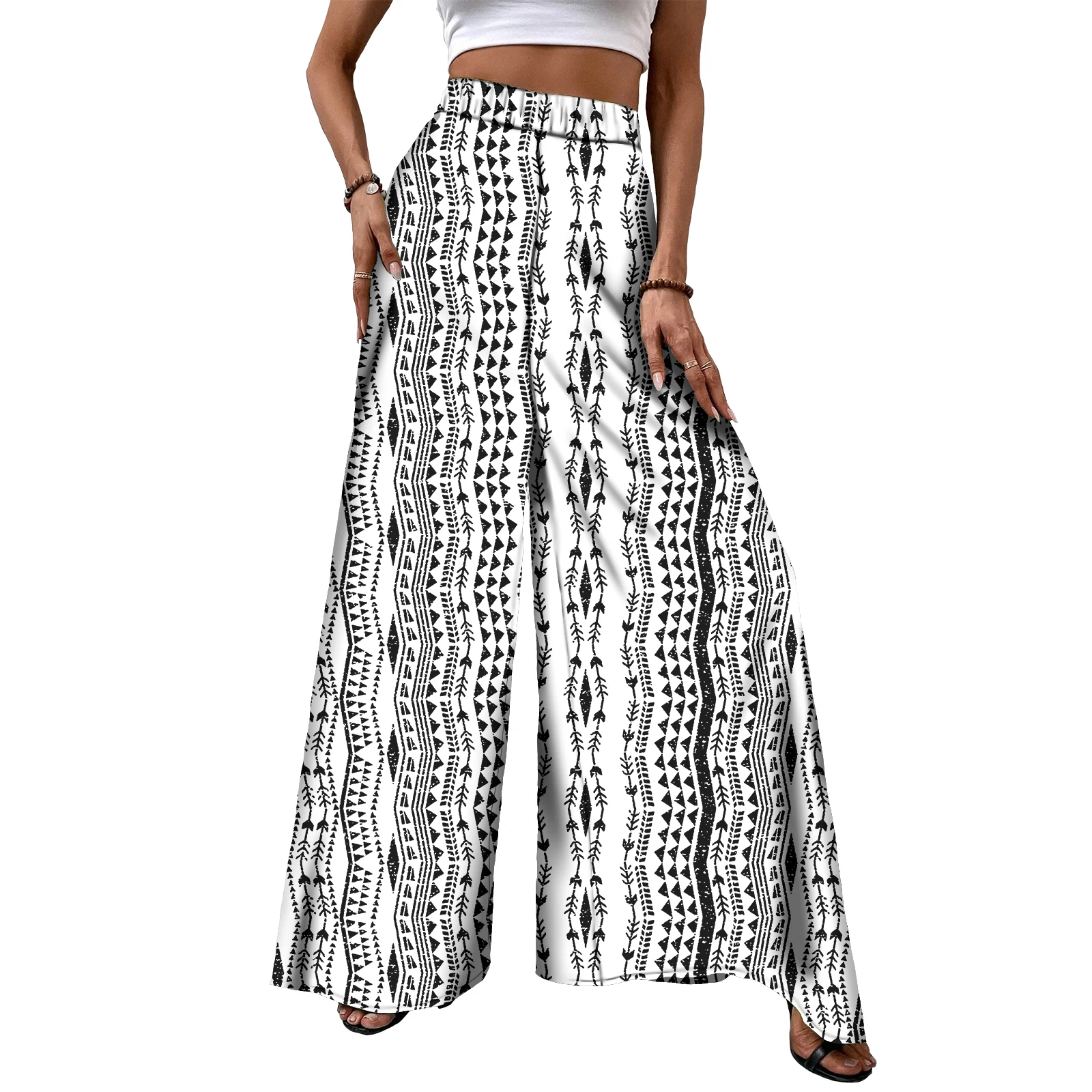 Casual pants For Women Polynesian Custom High Waist Hawaiian Casual Pants Print pattern On Demand Long Office Trousers