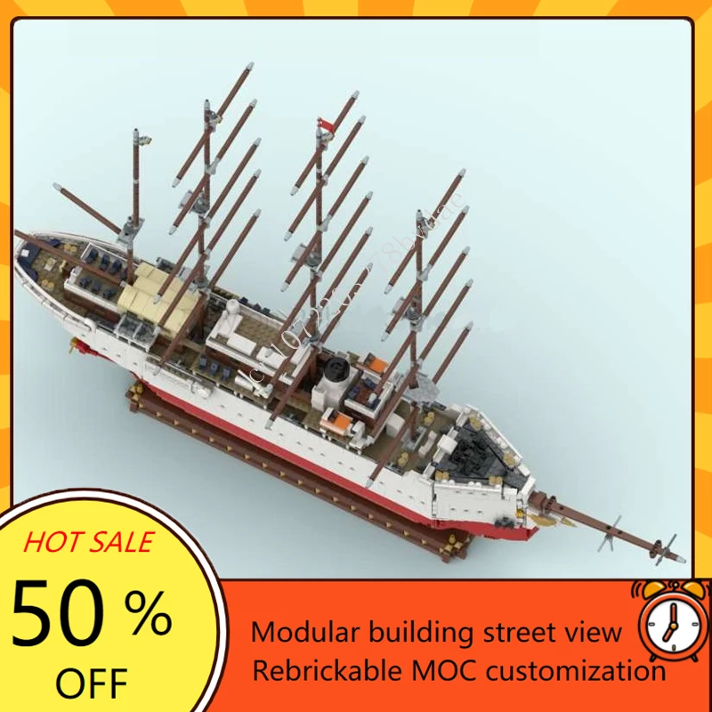 4570PCS MOC Sea Cloud Historic Warship Model Display Custom Puzzle Set Technical DIY Kit for Kids Xmas Birthday Gift