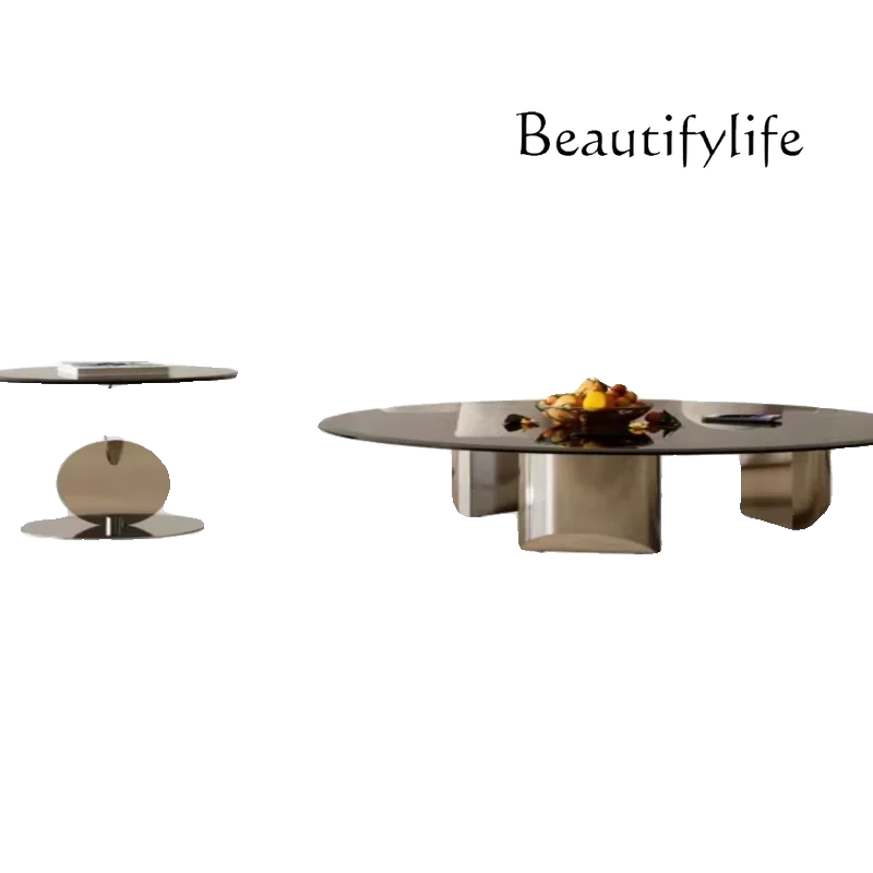 N40 Modern minimalist suspended coffee table household living room tempered glass round small apartment table tea side table