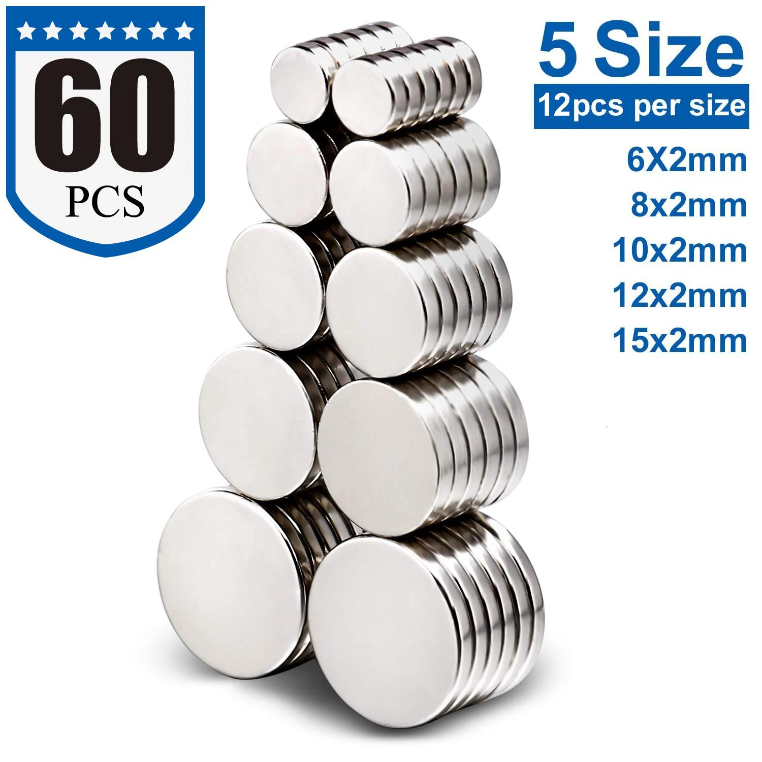 

Magnets 60Pcs Mini Round Disc Fridge Magnets for Crafts 5 Different Size Small Refrigerator Magnets Office Magnets Whiteboard Ma