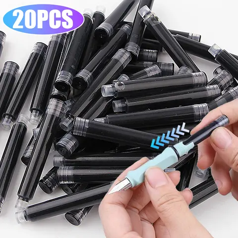 Bilashmart 20PCS 3.4MM Red/Black/Blue Fountain Pens Ink Bag Universal Cartridges Refills Student School Office Stationery Supplies