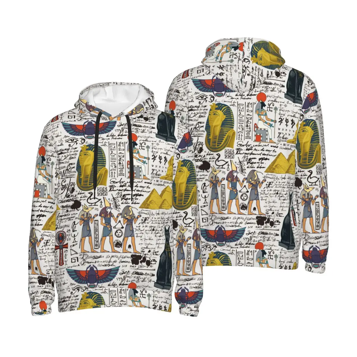 Ancient Egypt Theme Murals Culture Hoodie For Men Women Egyptian Pharaoh Gods Long Sleeve Sweatshirts Drawstring Hooded Shirt