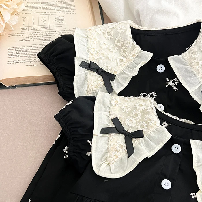 2025 neue Sommer Neugeborenen Baby Mädchen Strampler 0-24 M Baby Mädchen Kleidung Spitze Kragen Baumwolle Stickerei Bogen kleinkind Baby Mädchen Overall – Detail 6