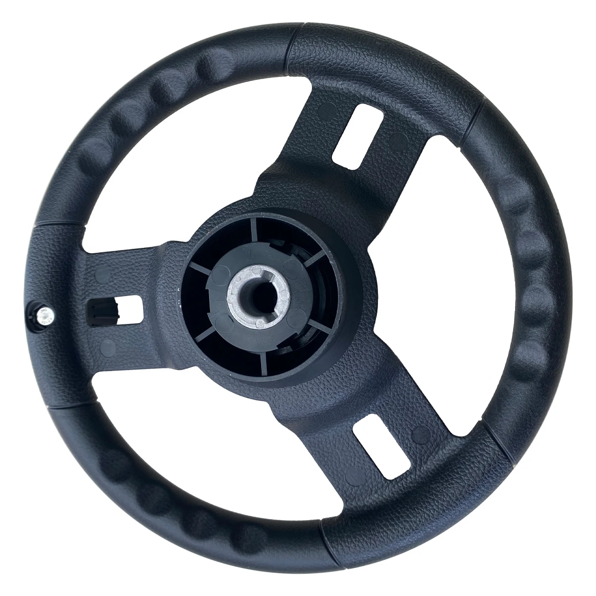 13.1'' Marine Boat Steering Wheel with Adjustable Spinner Knob, 3-Spoke Non-Slip Black Helm Wheel, Universal Fit, 360° Rotation