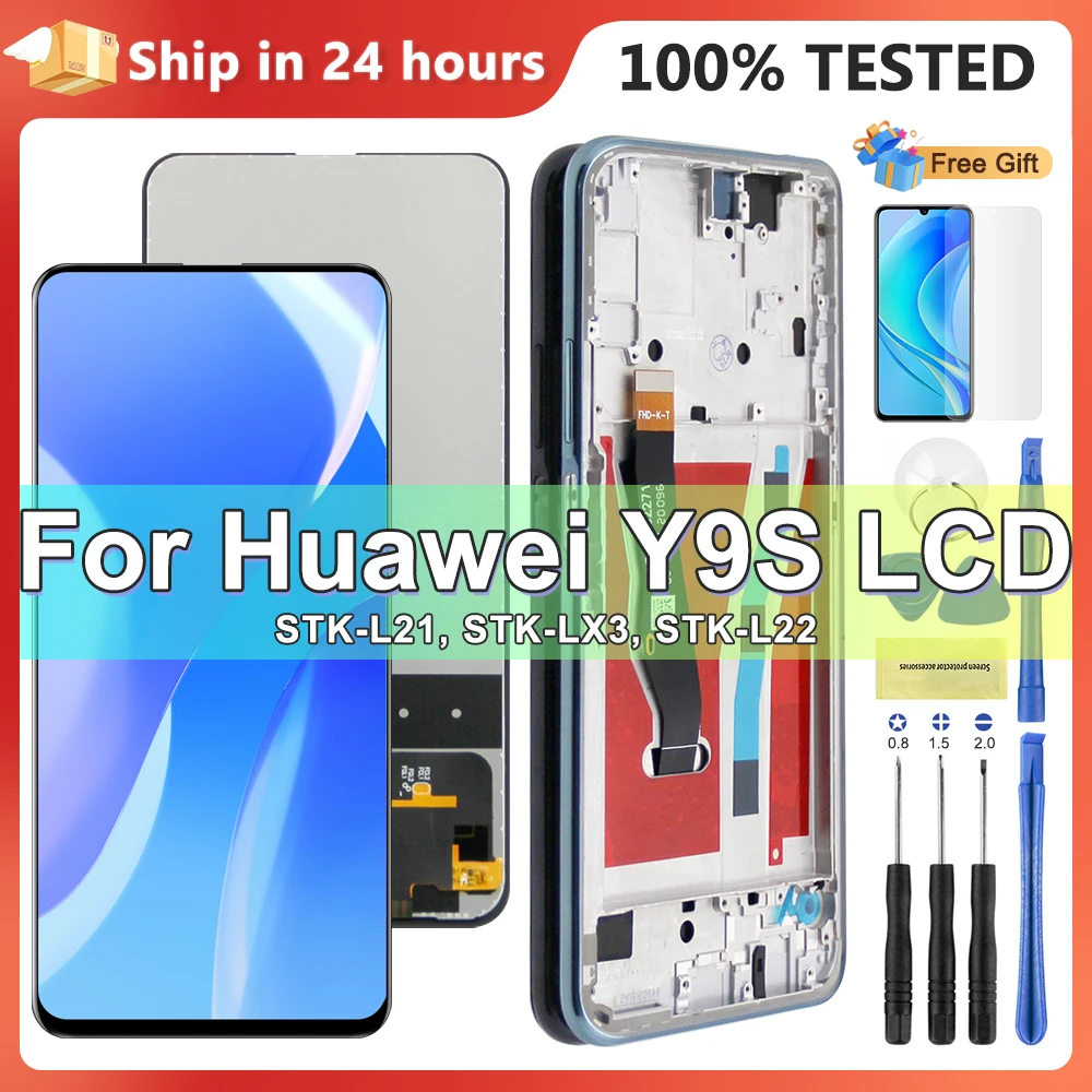 6,59-calowy ekran Y9S z ramką, do Huawei Y9s STK-L21 STK-LX3 STK-L22 Wyświetlacz LCD Ekran dotykowy Digitizer Assembly