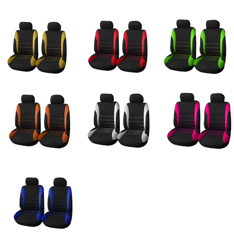 Universal 7 Colors Car New 2 Seats Cover Auto Car Seat Covers Ployester Cushion Full Set Front Rear For Sedans Seat Covers AT MT