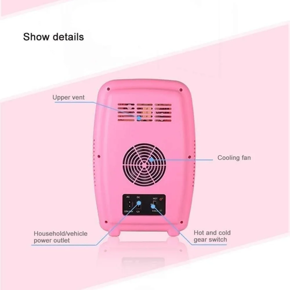 ثلاجة صغيرة، ثلاجة شخصية محمولة سعة 10 لتر للعناية بالبشرة والمشروبات والطعام، رائعة لغرفة النوم والمكتب (اللون: أحمر) #5
