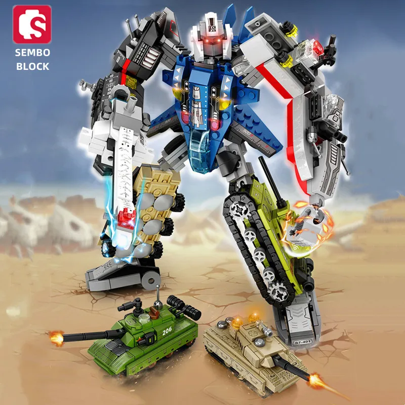 SEMBO BLOCK Chinese building block transformation robot action figure model DIY assembled boy children's toys gift ornaments