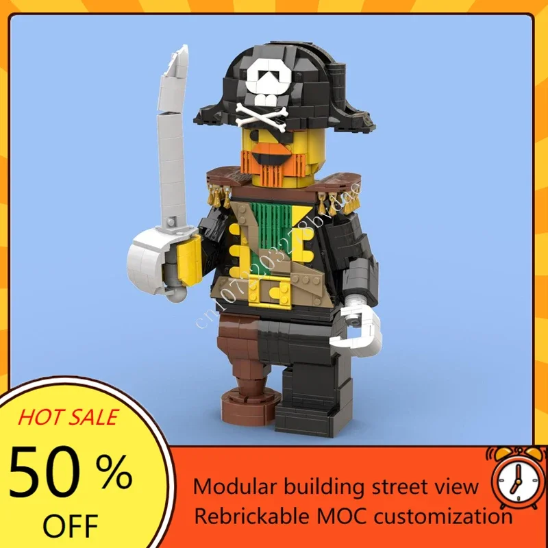 986PCS MOC Sculptures Series Pirate 6:1 Mega Figure Model Custom Puzzle Technology DIY Creative Assembly Toy Gifts