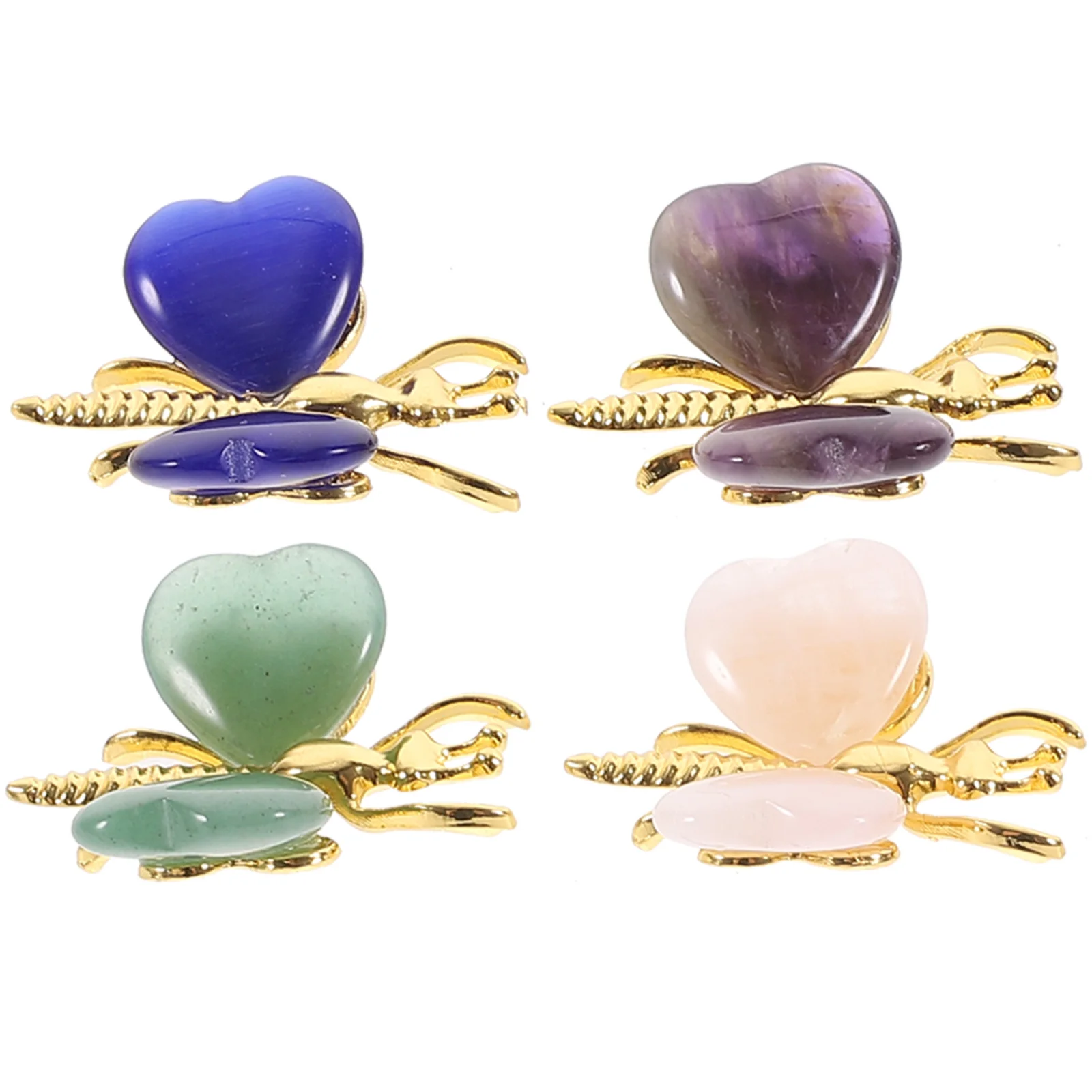 

4pcs Heart Shaped Crystal Butterfly Decoration Smooth Metal Craft For Home Tabletop Desktop Room Decor Gift Box Packaging