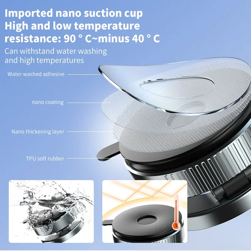 Penyangga Ponsel Magnetik Lipat & Penghisap Vakum untuk Magsafe iPhone 17~12 Pro Max, Dudukan Ponsel di Dashboard Mobil