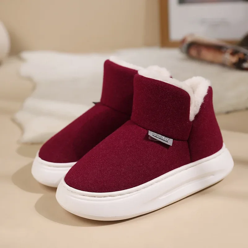 

Outside Thick-soled Ankle Boots Couple Cotton Slippers Women's Winter Home Home Non-slip Velvet Warm Men's Fluffy Cotton Shoes