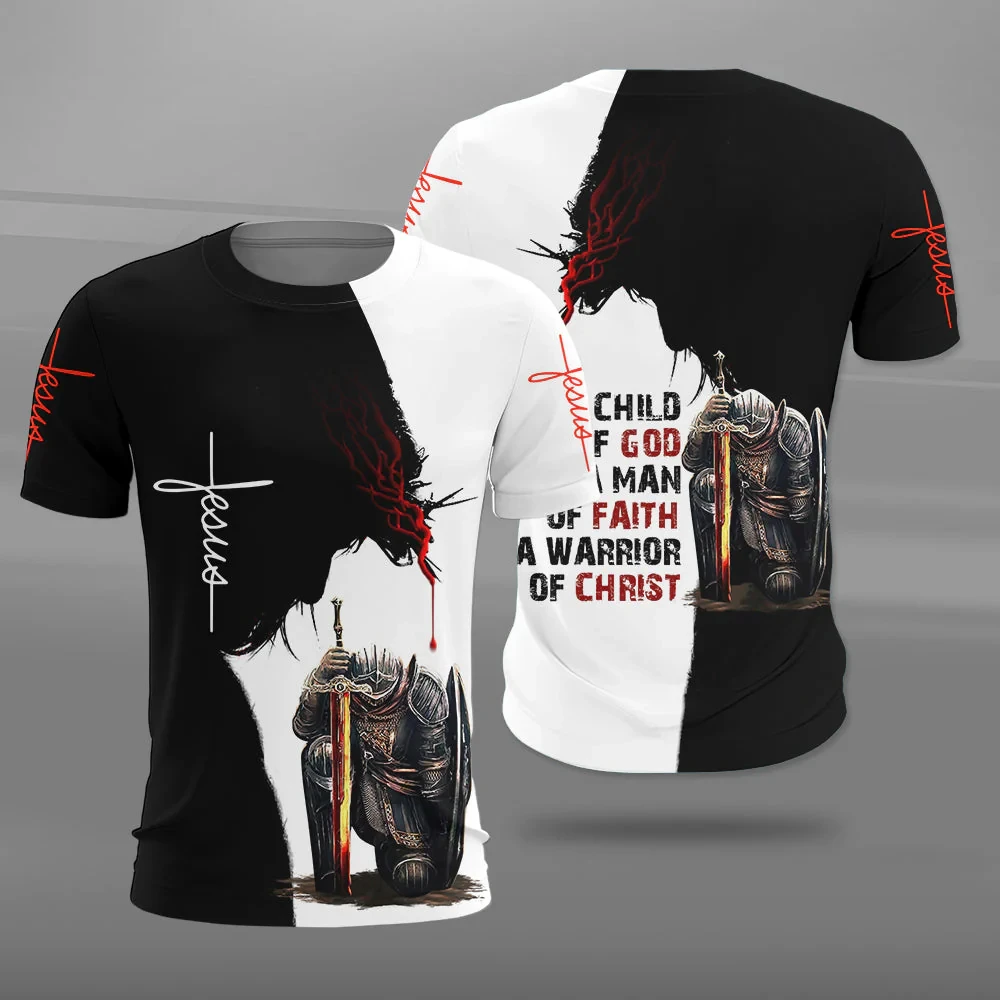T-shirts imprimés 3D Jésus Lion Dieu Croix pour hommes et femmes, manches courtes, col rond, t-shirts chrétiens, tops Harajuku Y2K, vêtements pour hommes