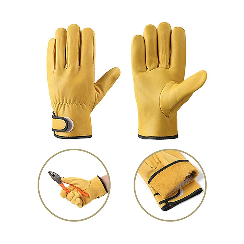 Work Gloves Sheepskin Leather Workers Work Welding Safety Protection Garden Sports Motorcycle Driver Wear-resistant Gloves