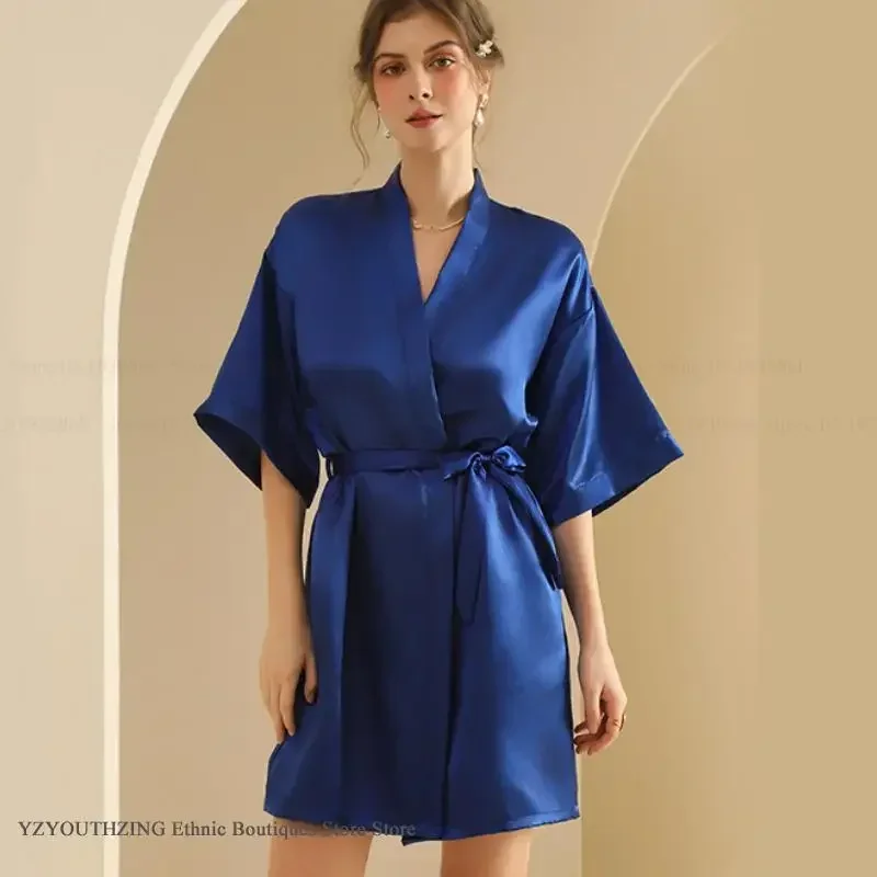 

Свадебный халат невесты, пеньюар, весна-лето, новое кимоно, халат, женский домашний халат, повседневная атласная одежда для сна, одежда для дома