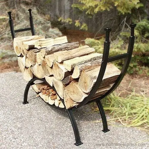 ,W-1859, Contemporary Black Firewood Log Rack