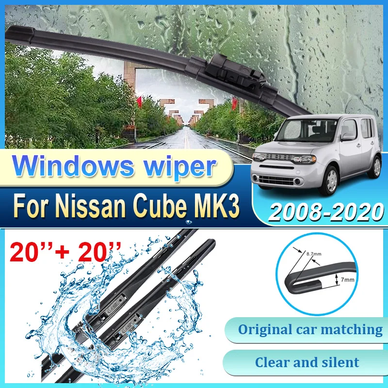 

Car Front Wiper Blades For Nissan Cube Z12 Accessories MK3 2008-2020 Durable Noise reduction Windshield Windscreen Wipers Tools