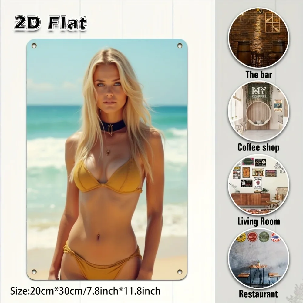 Lustiges Bikini-Mädchen Metallschild Bar Pub Wanddekoration Retro Blechschild