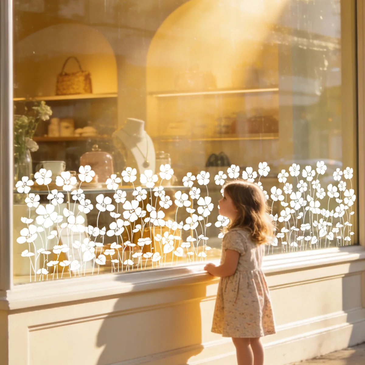 Minimalist Floral Decal White Flower Window Clings For Holiday Decoration White Modern Home Decoration Ideas Window