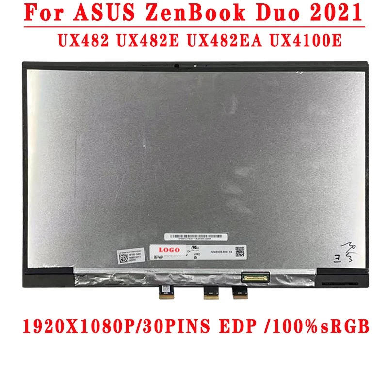 

14.0 inch 1920X1080IPS FHD 30PIN EDP LCD Screen Assembly With Touch For ASUS ZenBook Duo 2021 UX482 UX482E UX482EA UX4100E