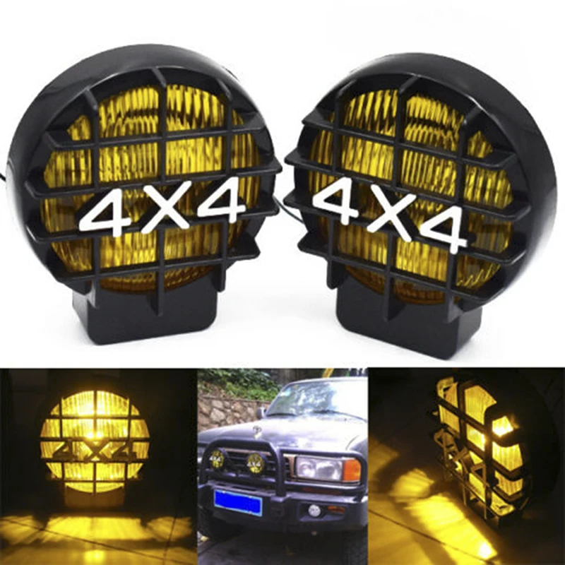 1Pcs Car Off Road Lights Work Driving HeadLights SUV Offroad Fog Light Lamp Halogen H3 Bulb 4x4 Spotlights