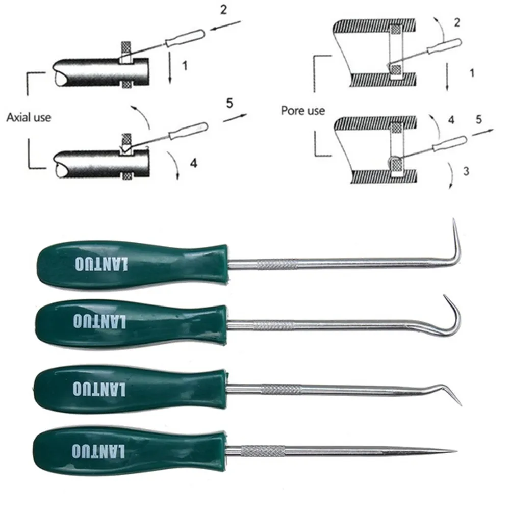 4Pcs 135mm Car Auto Vehicle Oil Seal Screwdrivers Set O-Ring Seal Gasket Puller Remover Pick Hooks Tools
