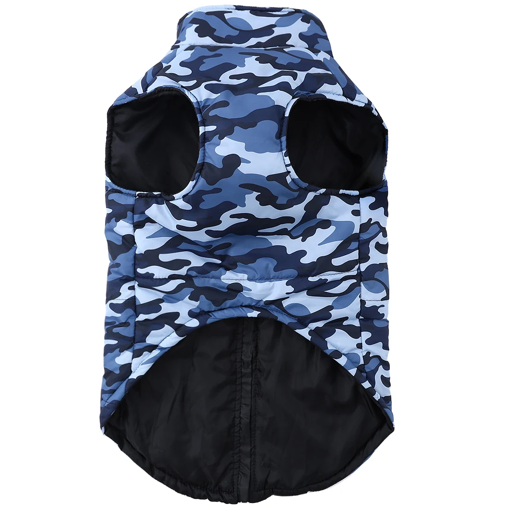 Winter Warm Clothes for Medium Large Dogs Windproof Padded Dog Vest Jacket with D-ring Fashion Camouflage Print Labrador Outfits