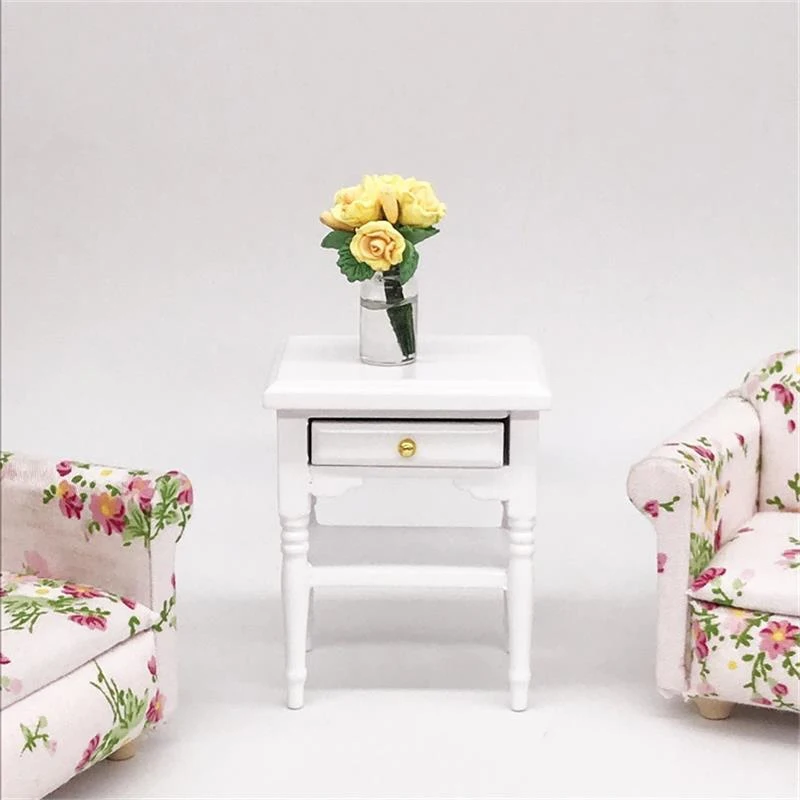 1:12 ドールハウスミニチュア引き出しキャビネット収納ベッドサイドテーブルモデル家具アクセサリードールハウスの装飾子供の遊びのおもちゃ