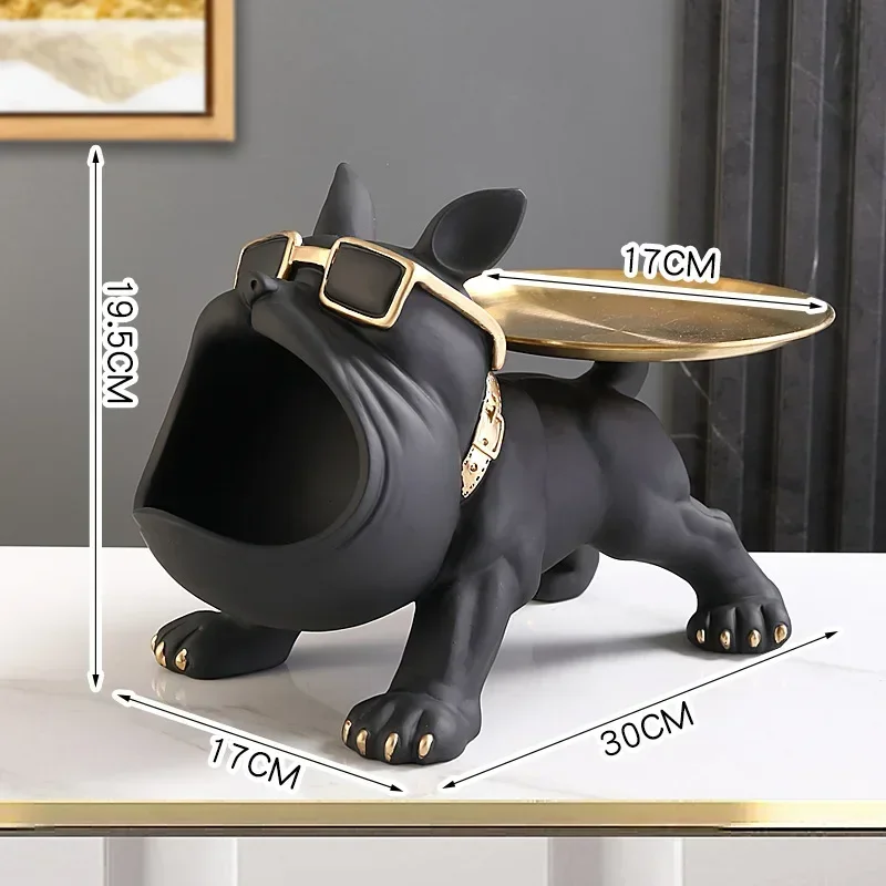 

Dog Ornament Big Mouth French Bulldog Butler Storage Box with Tray Nordic Table Decoration Resin Animal Sculpture Dog Statue