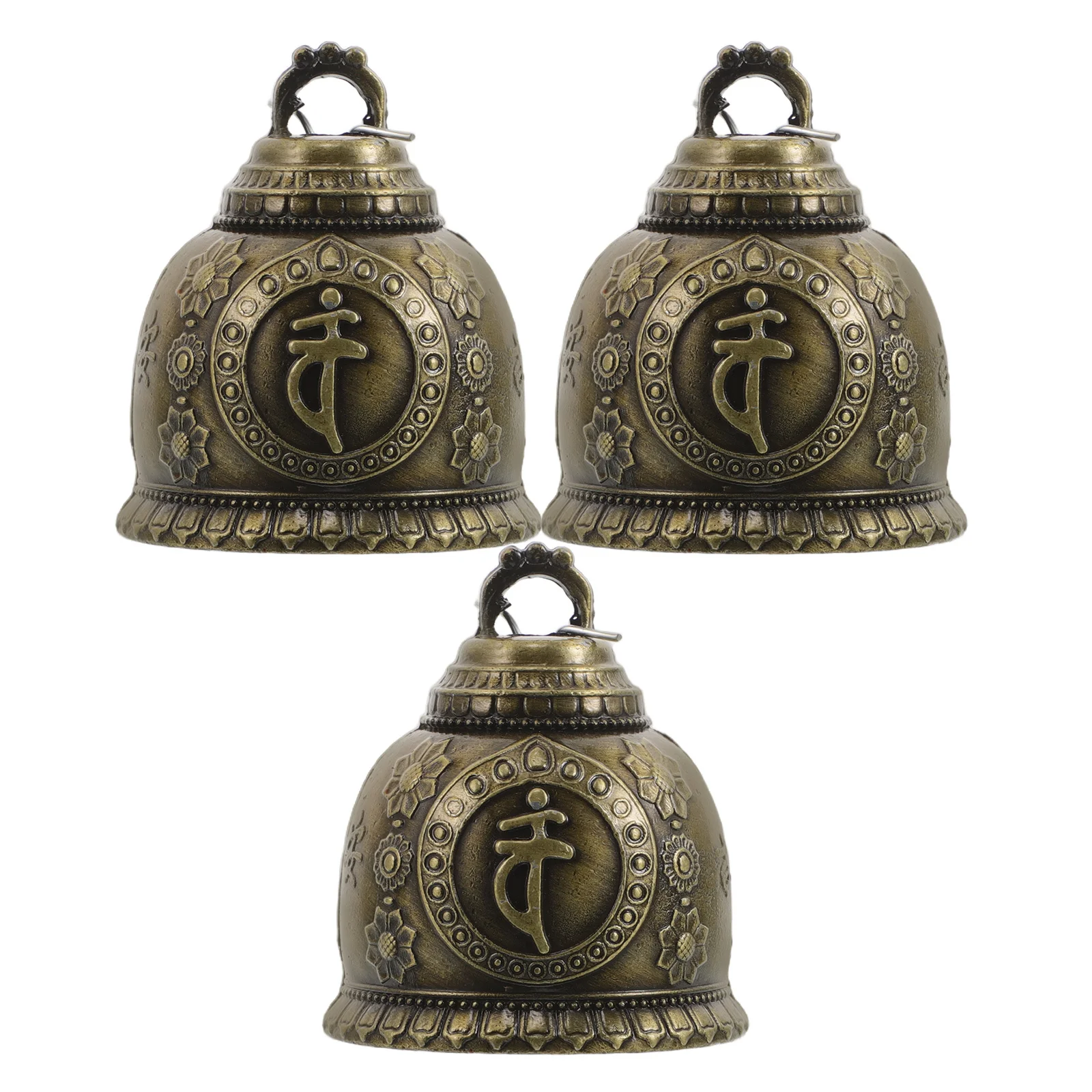 

3Pcs Vintage Dragon Phoenix Bells Feng Shui Hanging Wind Chimes Decorative Metal Craft Ornaments for Home Garden