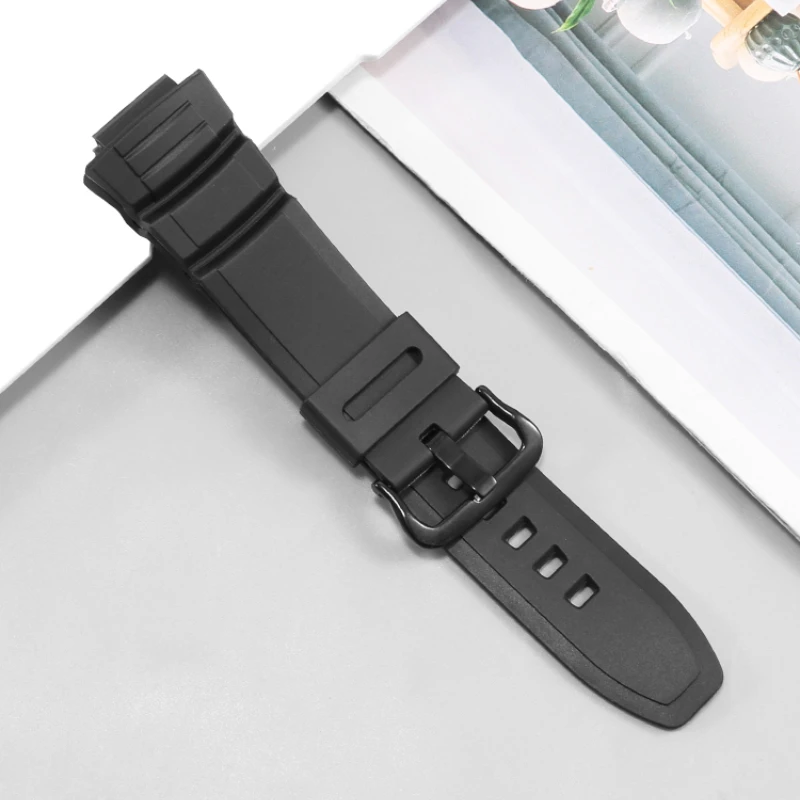 Черный силиконовый ремешок для часов Casio MCW100H/110H/W-S220/HDD-S100/AE2000/2100, выпуклая интерфейсная пряжка, удобный для кожи ремешок
