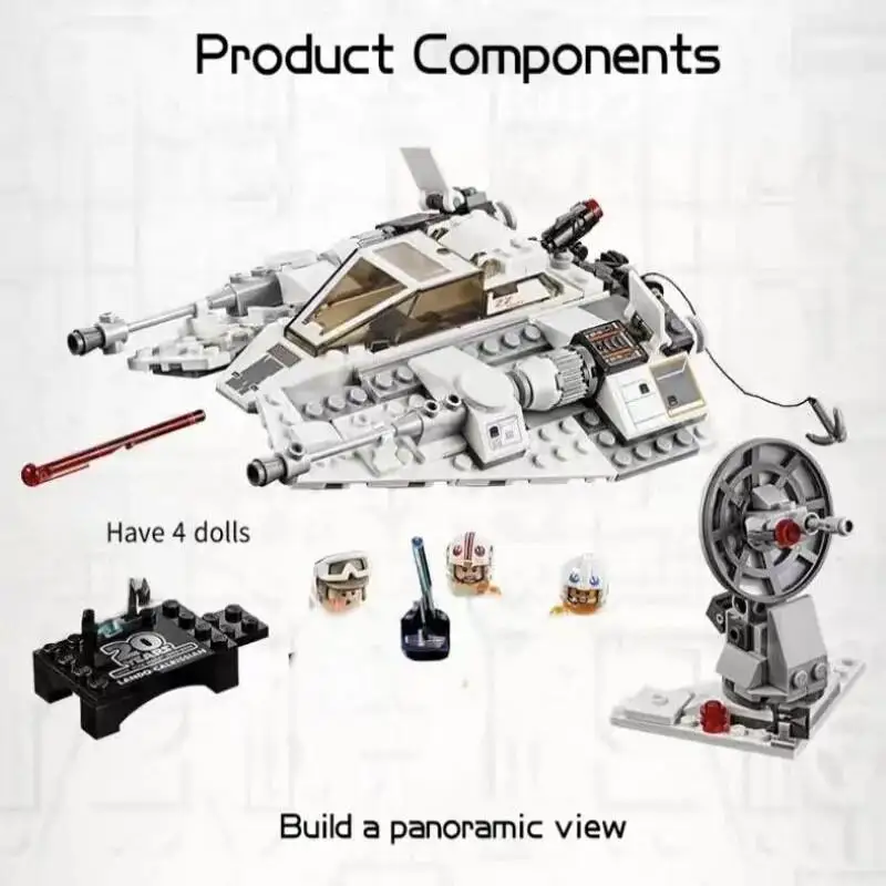 Image of Heißes Spielzeug Star Interstellar Conflict Snowspeeder Flugzeug Schneefighter Baustein-Puzzle-Modell Ornament Geburtstagsgeschenk