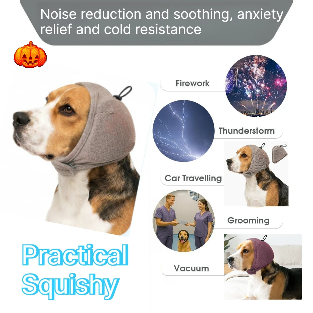 Cache-oreilles pour chien doux et confortables, protection contre le bruit, réglables et antidérapants, pour le toilettage et le soulagement de l'anxiété liée aux orages