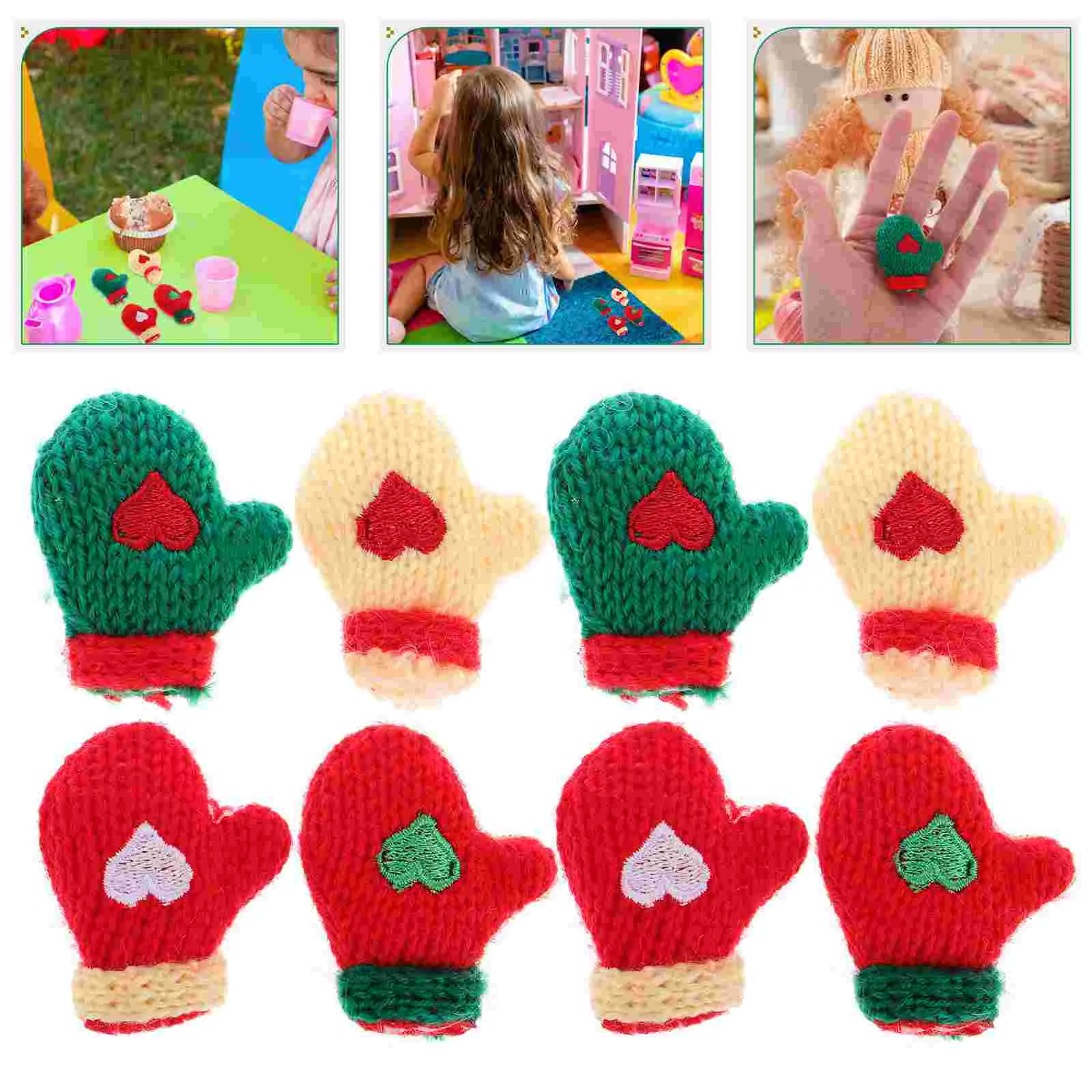 16 Pcs Hat Christmas Woolen Knitted Gloves Child Oven Boxing Souvenir Plush Mini Witch Hats for Dolls Decorative