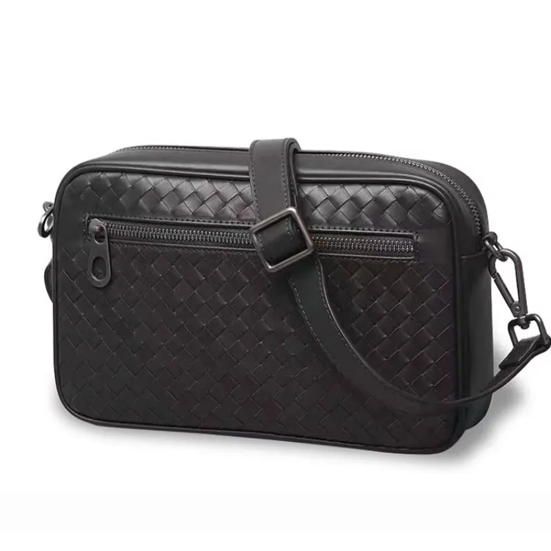

High quality men's leather shoulder bag business casual hand-woven design