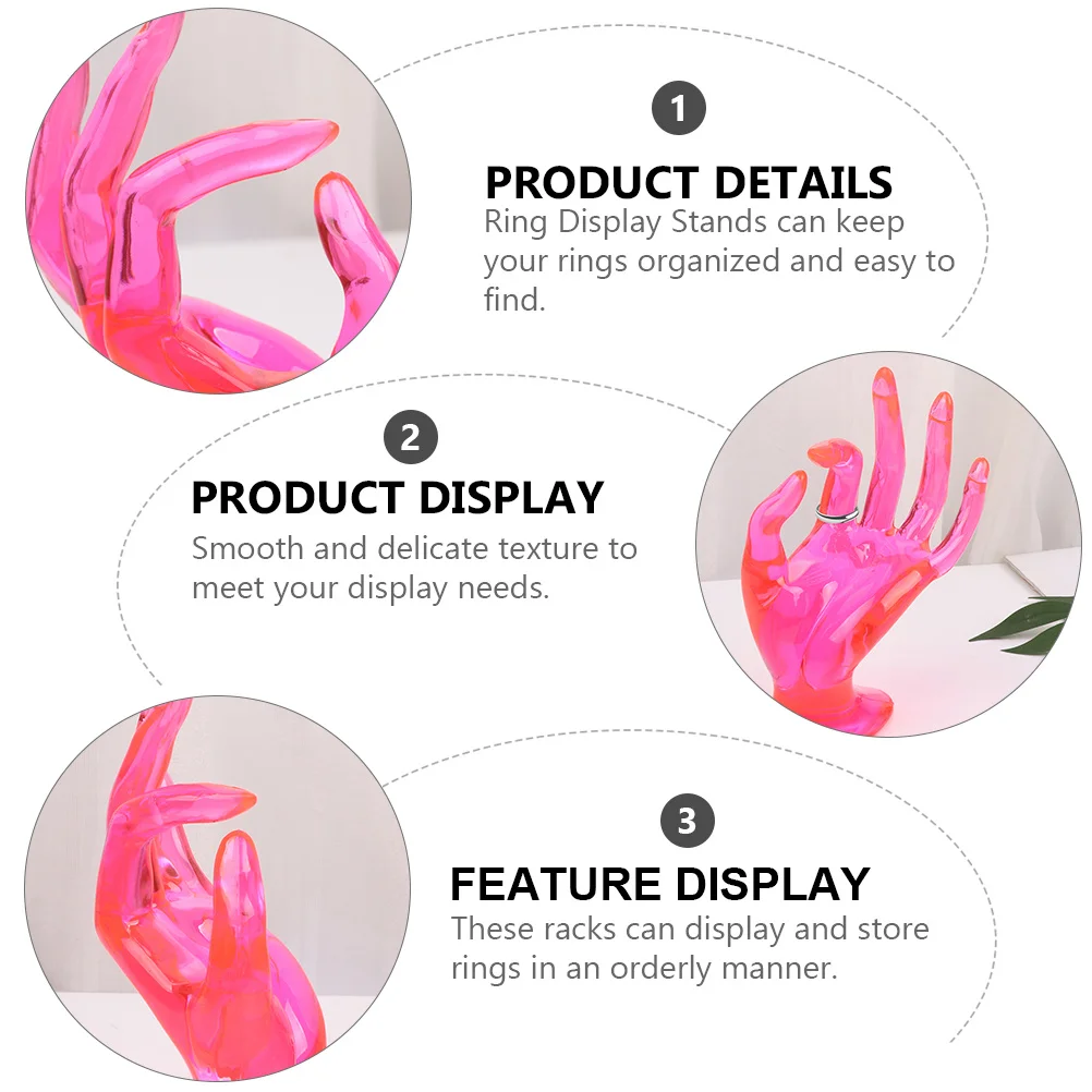 

2pcs Plastic Ring Display Stands Hand Jewelry Holder For Rings Organizer Display Rack Mannequin Hand Rack Ring Stand