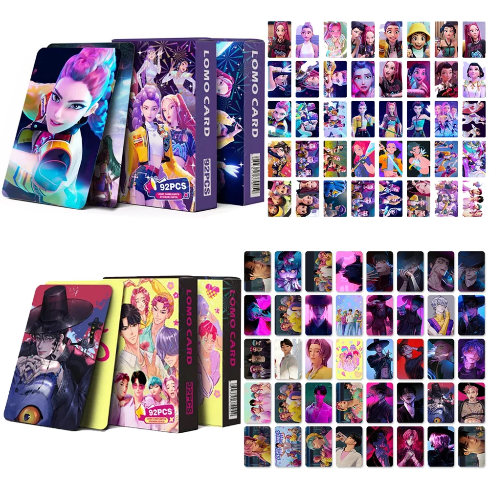 

92PCS K-pop Demon Hunters Card HD Lomo Cards Stickers Kpop Demon Hunter Kit Anime Album Card Collection for Fans Birthday Gifts