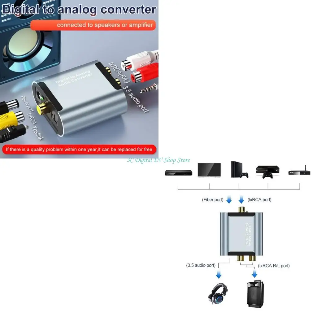 

E74D Алюминиевый корпус ЦАП Адаптеры Цифровые коаксиальные кабели к аналогам RCA 3,5 мм Преобразователи звуковых сигналов