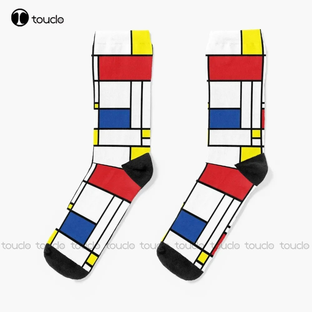 

Mondrian Minimalist De Stijl, современное искусство, носки Fatfatin, длинные носки для женщин, персонализированные носки унисекс для взрослых, подростков и молодежи на заказ