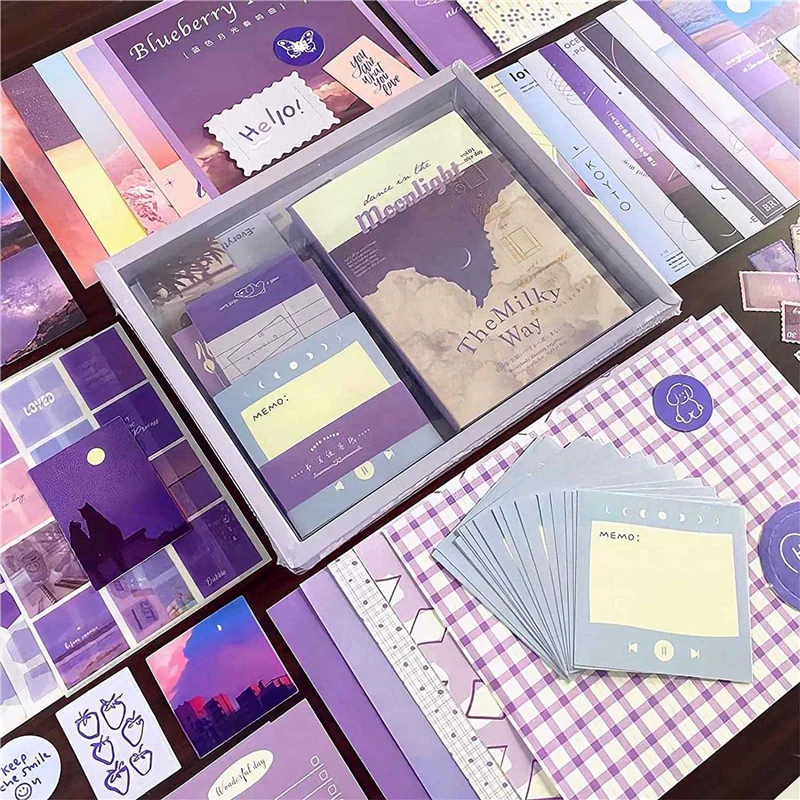

IDUD 696 PCS Vintage Scrapbook Kit,Scrapbooking Supplies Kit, Junk Journal Supplies Kit With A6 Grid Notebook(Moonlight)