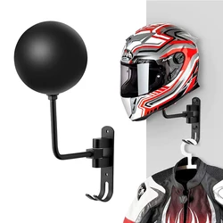 Motorcycle Helmet Rack Wall Mount Helmet Display Holder 180° Rotation Helmet Hanger With Hooks For Coats Caps Bike Baseball