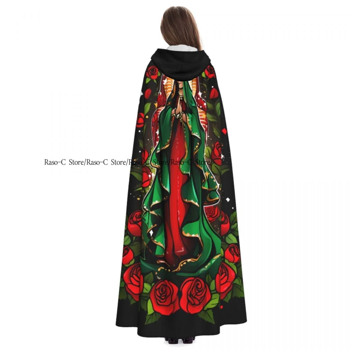 Adult Cloak Cape Hooded Our Lady Of Guadalupe Virgin Mary Medieval Costume Witch Wicca Vampire Elf Purim Carnival Party