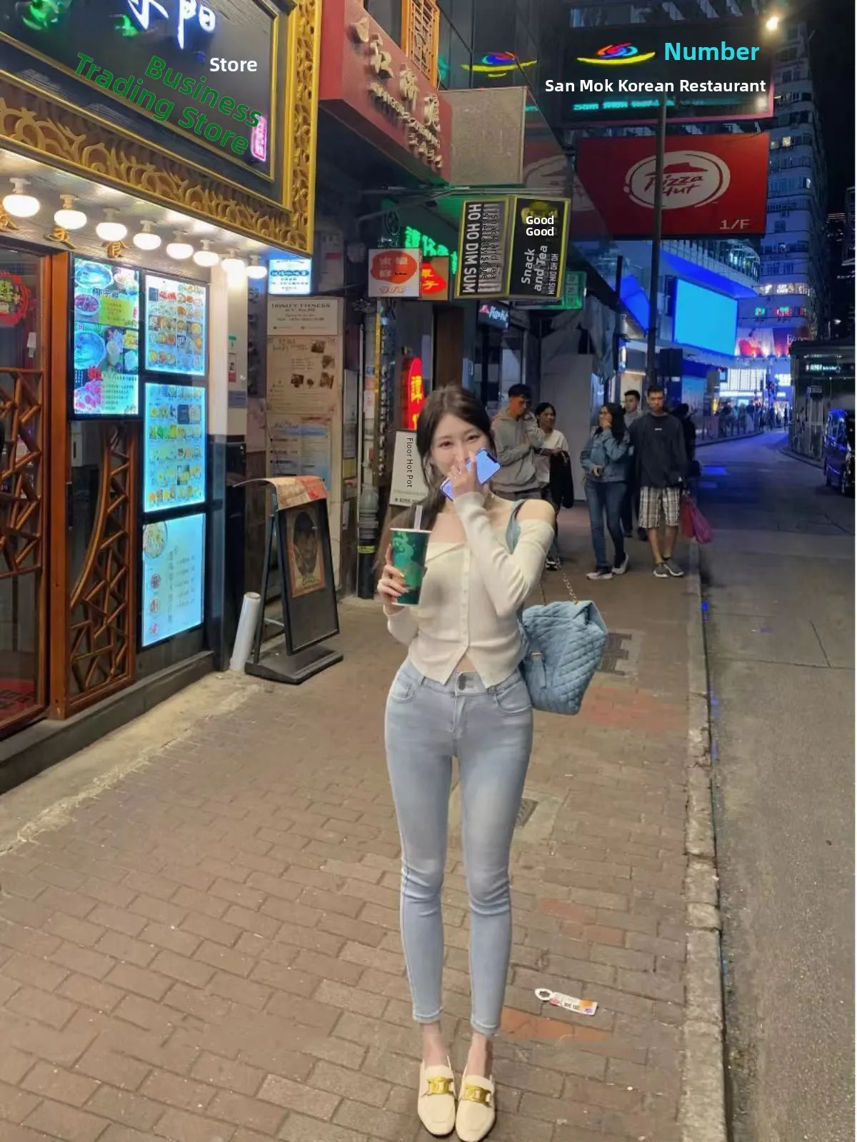 

High Waist Stretchy Slimming Denim Jeans Women's Bootcut Nine Point Pencil Skirt Light Blue Butt Enhancing Elastic Jeans