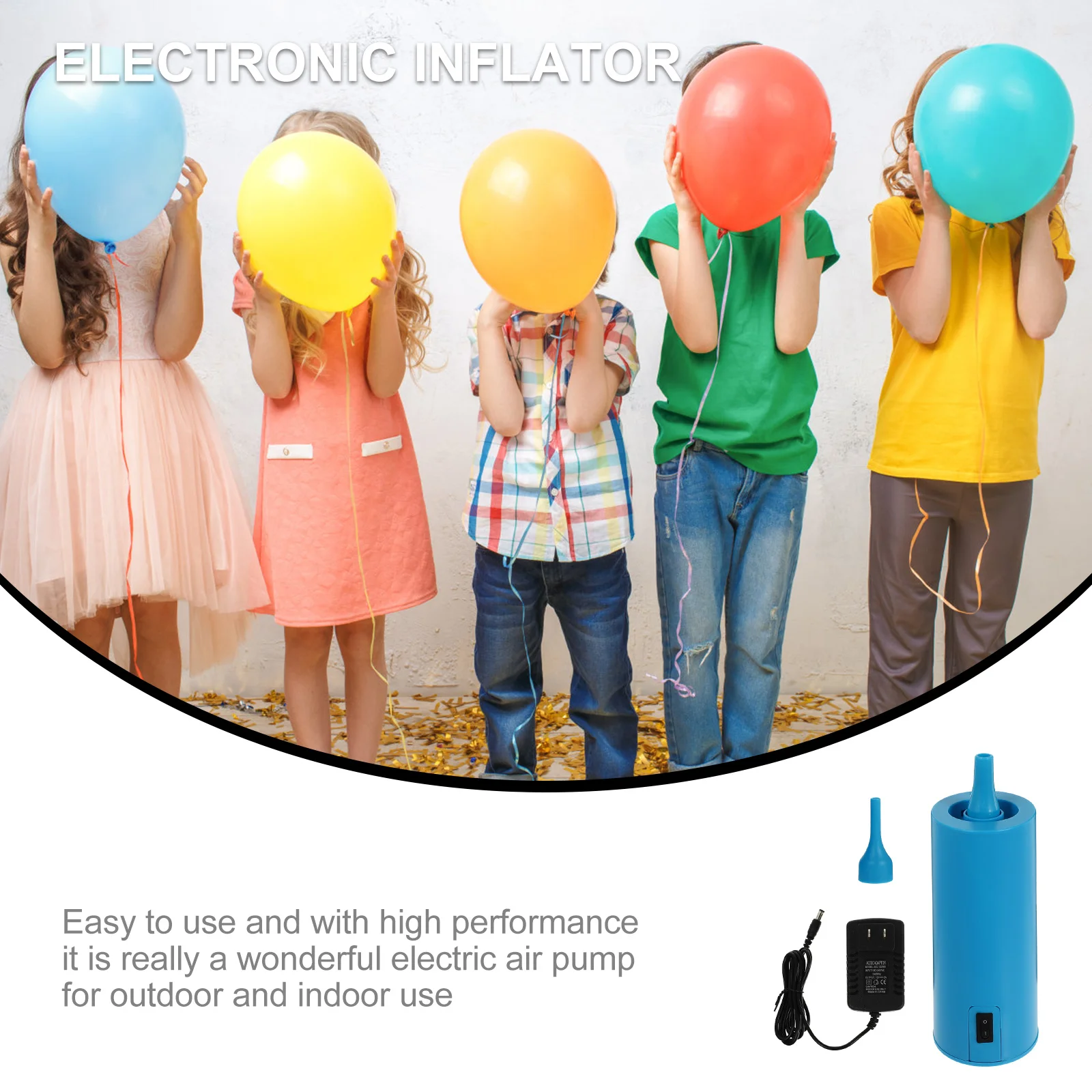 

1Pcs Electric Balloon Pump Dual Use Air Inflator Portable Silent Balloon Blower High Performance Indoor Outdoor