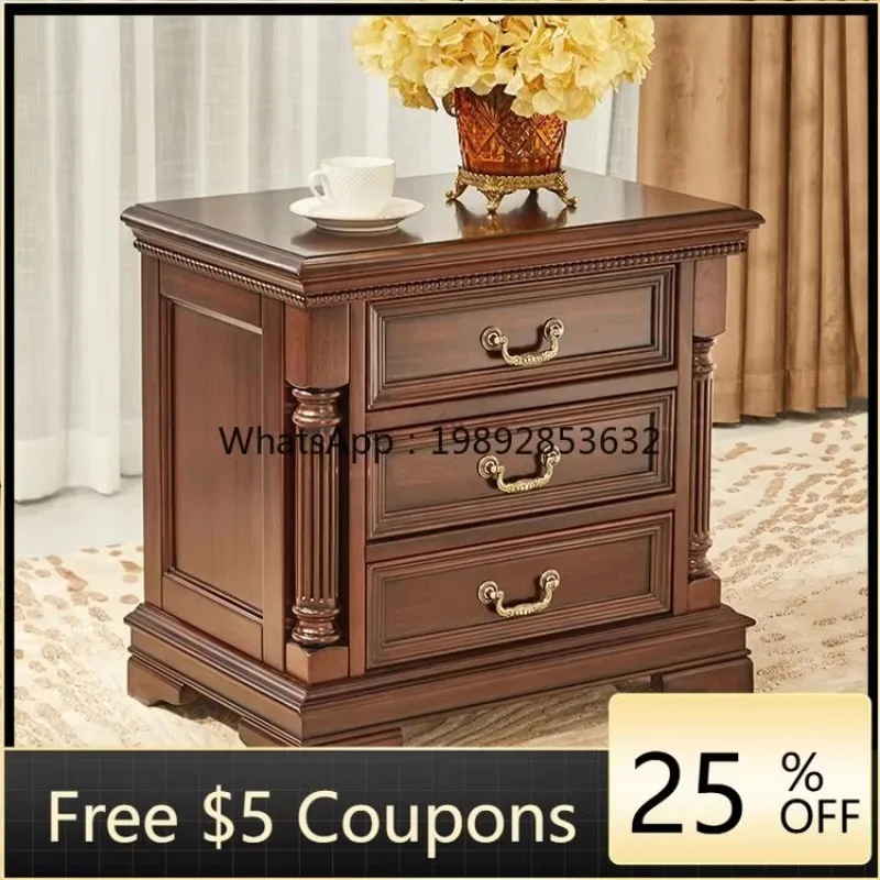 LYY Bedside Table Solid Wood Storage Ultra Narrow Creative Mini Cabinet European American Style Minimalist Bedroom Bedside