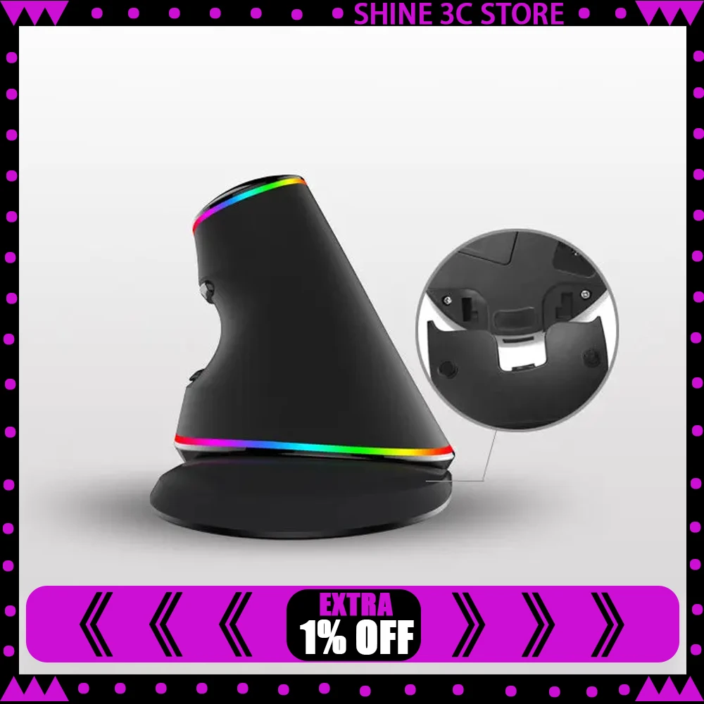 DELUX M618PLUS Mouse Kinesiology Office Work RGB Wireless Mouse Low Delay Mute Vertical Mouse For PC Accessories Gifts Gifts