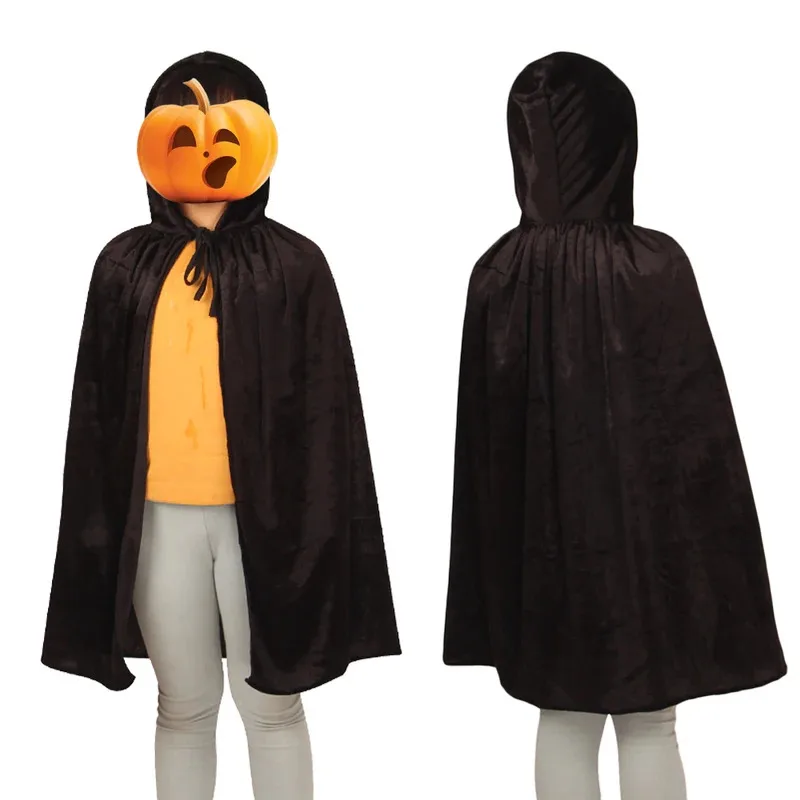 

Children Halloween Cosplay Capes Cloaks with Hood Wizard Witch Vampire Costume Props Trick or treating Clothes with Candy Bag