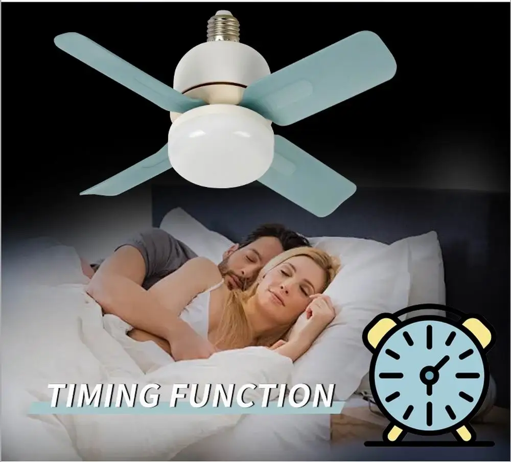 

Smart 3 in 1 Mini Ceiling Fan With Remote Control and 3-Speed E27 AC85-265V Lighting Base for Bedroom And Living Room Lighting